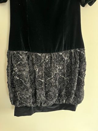 Vestido Terciopelo Negro Talla XL •moda