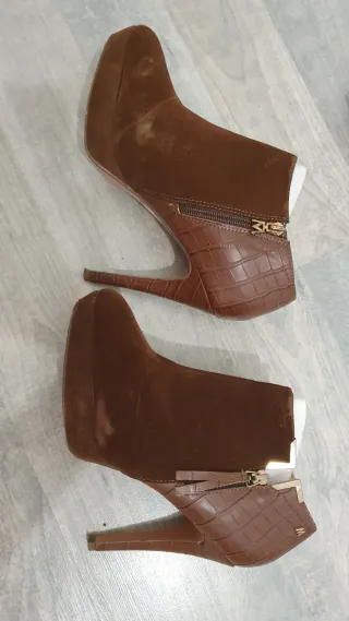 Botines marrones tacón, talla 39