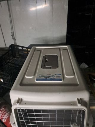 Jaula Transportin Perro Gato Gris y Blanco