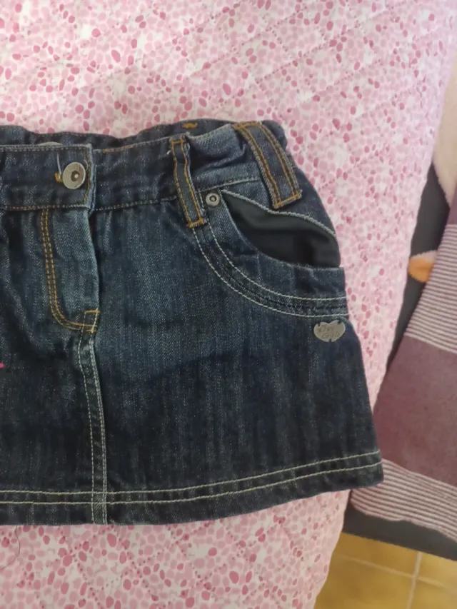 Minigonna bambina jeans con fiori