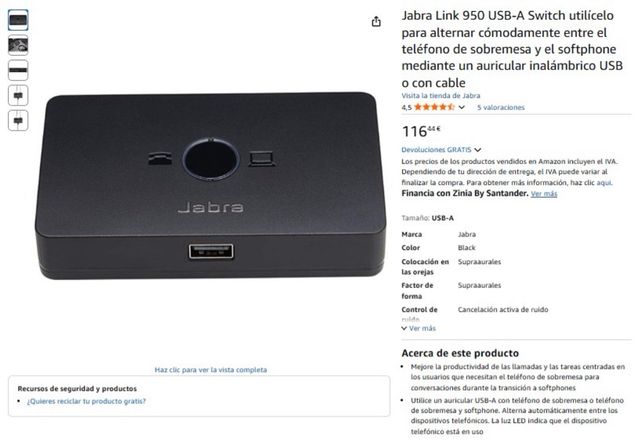Switch USB-A Jabra Link 950