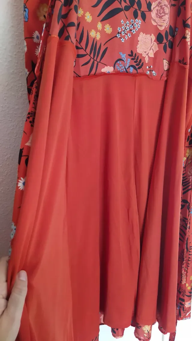 Vestido largo naranja estampado floral