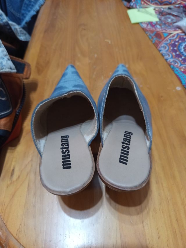 Mules Mustang Talla 37Azul/Gris