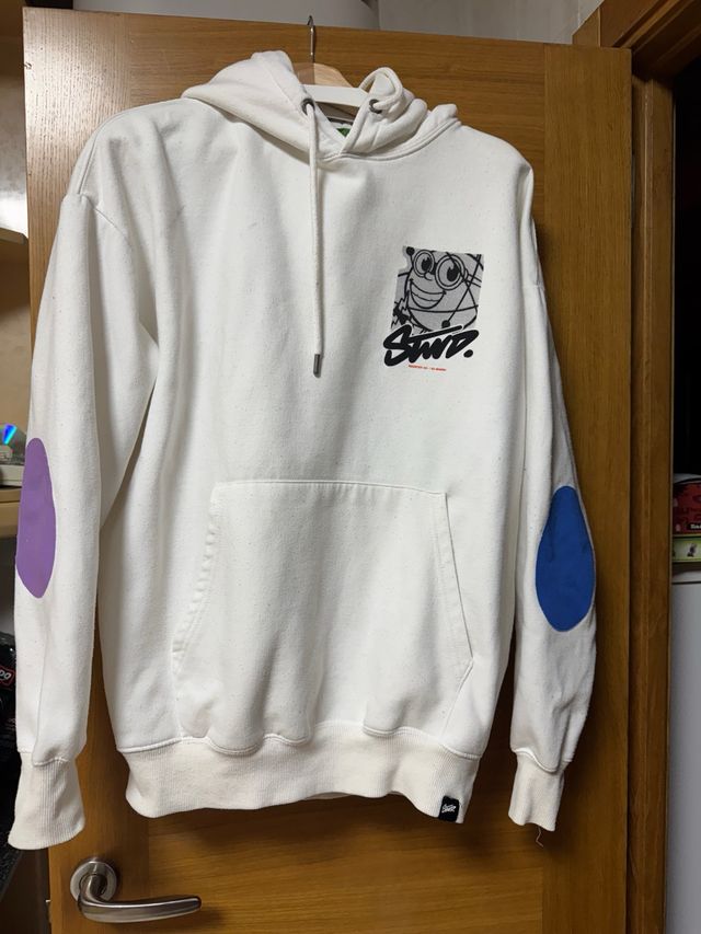 Sudadera oversize hombre L blanca