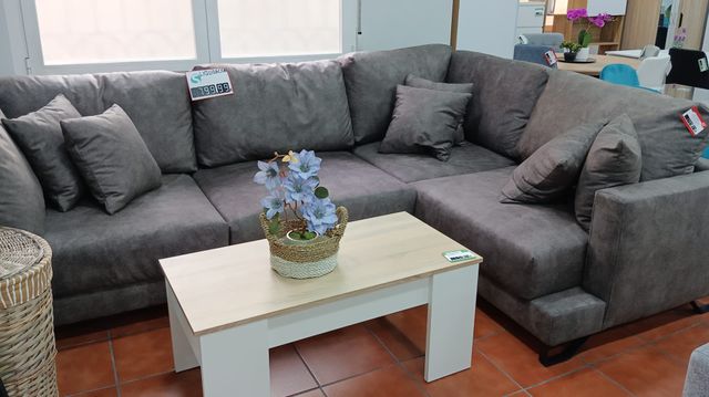 Sofá Rinconera Gris Tela