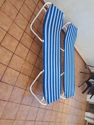 2 Hamacas Rayas Azul y Blanco