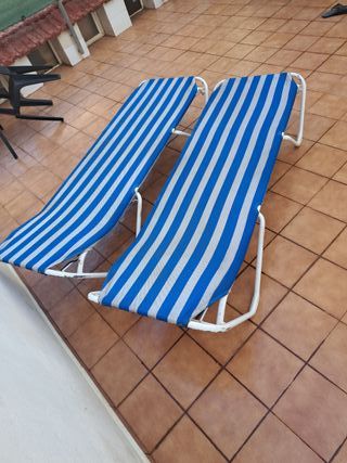 2 Hamacas Rayas Azul y Blanco