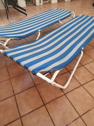 2 Hamacas Rayas Azul y Blanco