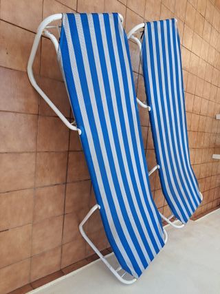 2 Hamacas Rayas Azul y Blanco
