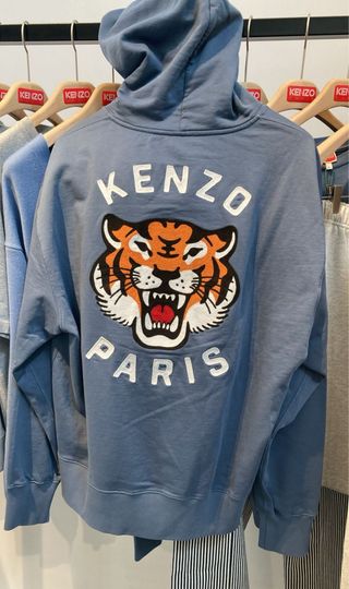 Sudadera Kenzo Azul con Tigre Paris Talla Oversize