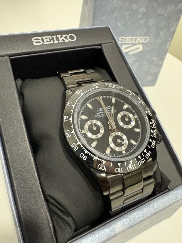 Seiko Mod Daytona Negro 40mm