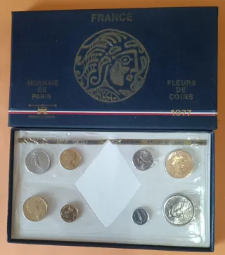 Monedas Francia 1977 de 1 centimo a 10 francos.