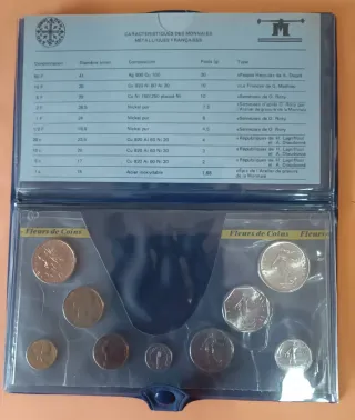 Set Monedas Francia 1980, de 1 centimo a 10 franco