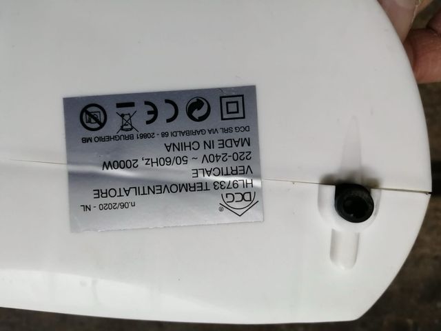 Caldobagno Elettrico 2000W Scaldino Termoventilato