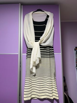 Vestido largo rayas ceremonia mujer + fular