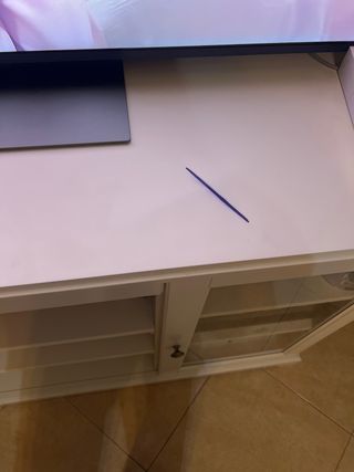 Mueble TV blanco y madera con cristal