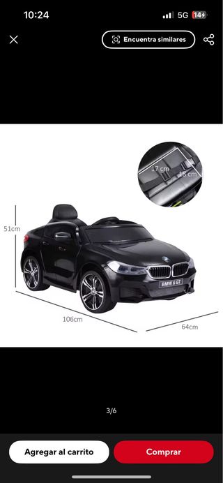 Coche electrico para ninos BMV 6GT 12v