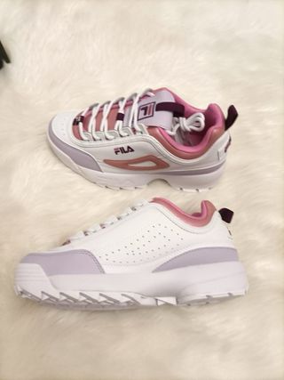 Zapatillas Fila T37 Blancas y Rosas Nuevas