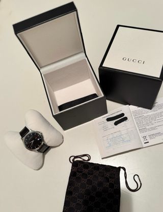Reloj Gucci Original Piel Negro/Plata