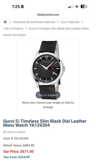 Reloj Gucci Original Piel Negro/Plata