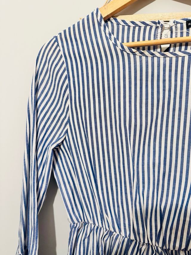 Camisa MARIPOSA MORADA rayas azul M