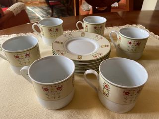 Juego 6 ó 12 tazas y platillos café/té porcelana