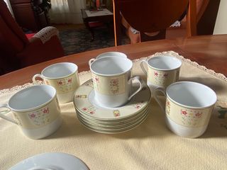 Juego 6 ó 12 tazas y platillos café/té porcelana