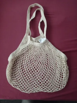 Bolso de tela de malla beige