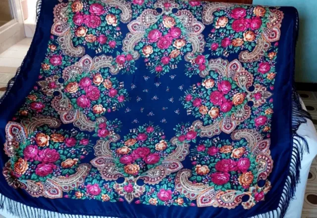 2 scialli blu e bordeaux floreali