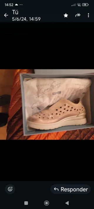 Zapatos Beige/Oro Talla 38 Mujer