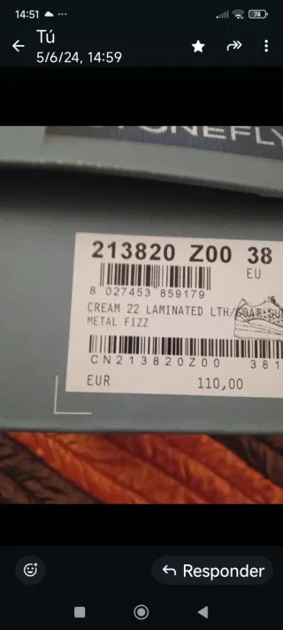 Zapatos Beige/Oro Talla 38 Mujer