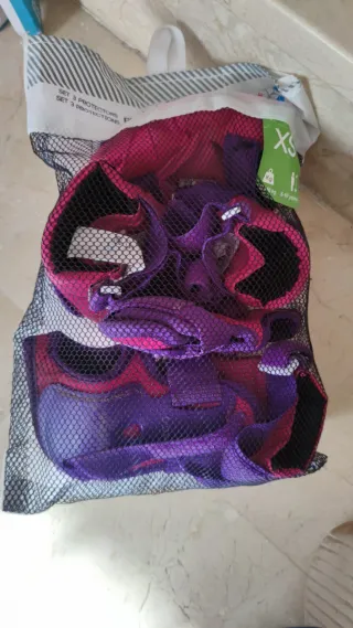 Protecciones Patines Niños XS Morado/Rosa