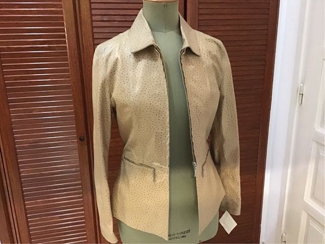 Chaqueta Piel Mujer Talla 42 Beige