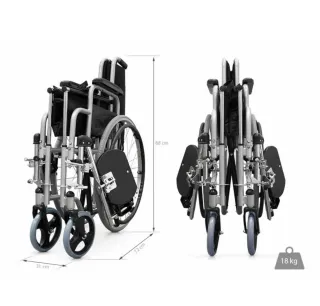 Silla de ruedas con soporte para piernas graduable