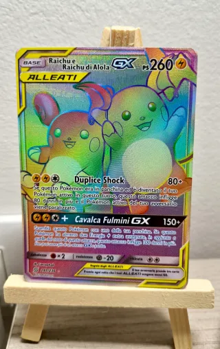 Carta Pokémon Raichu e Raichu di Alola GX Alleati