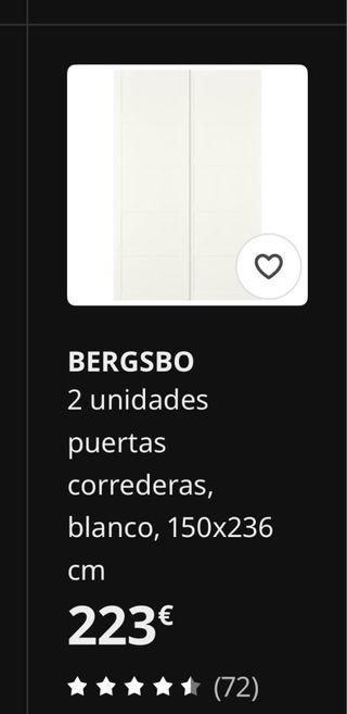 Puertas correderas BERGSBO 150x236cm IKEA