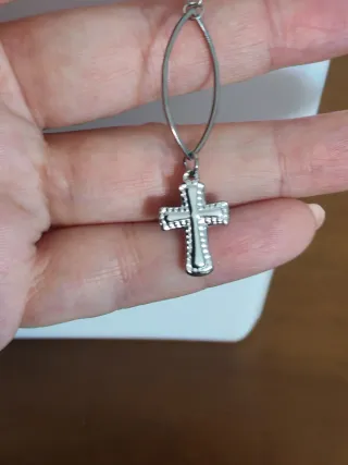 Collana Acciaio Quarzo Strawberry e Croce