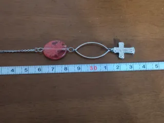 Collana Acciaio Quarzo Strawberry e Croce