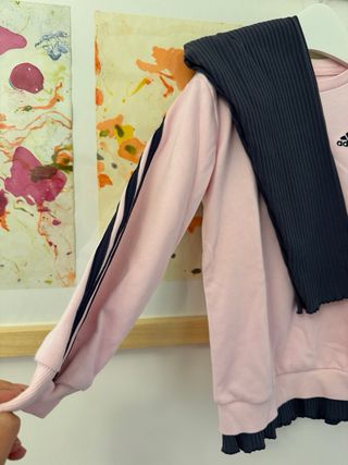 Chándal Adidas niña rosa y azul grisáceo