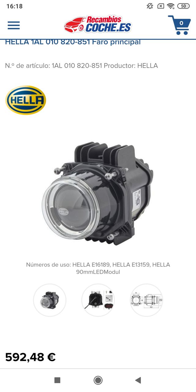 Faro BiLED HELLA 90mm