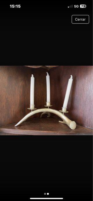 Portacandele in resina, colore argento antico.