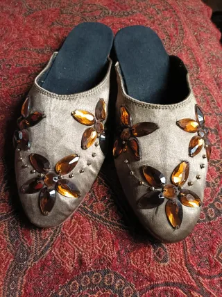 Sandalo/Ciabatte raso e strass(adattex regalo)