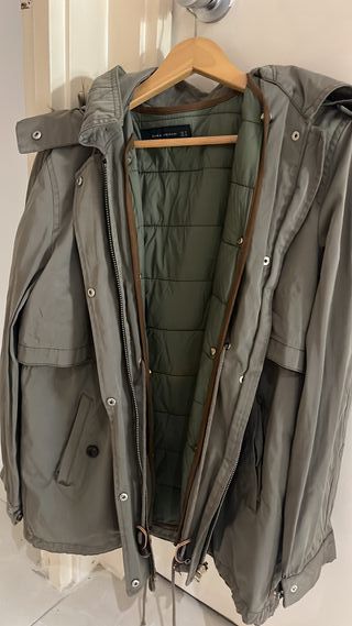 Abrigo Zara Verde Oliva Talla M