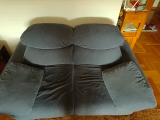 Sofá 2 plazas azul tela