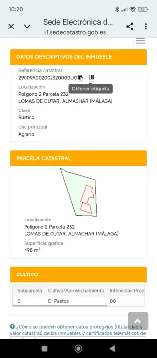 Parcela rústica con casa en Málaga