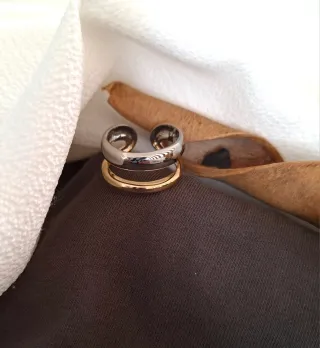 Anillo Plata Ley Ajustable Oro y Plata