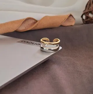 Anillo Plata Ley Ajustable Oro y Plata