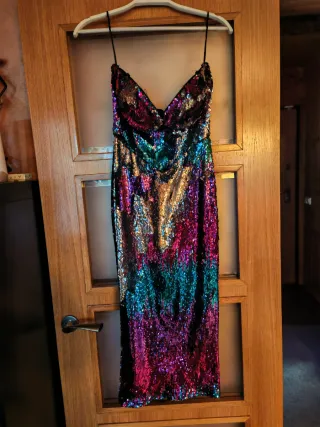 Vestido fiesta lentejuelas multicolor