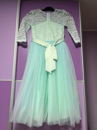 Vestido ceremonia niña verde menta