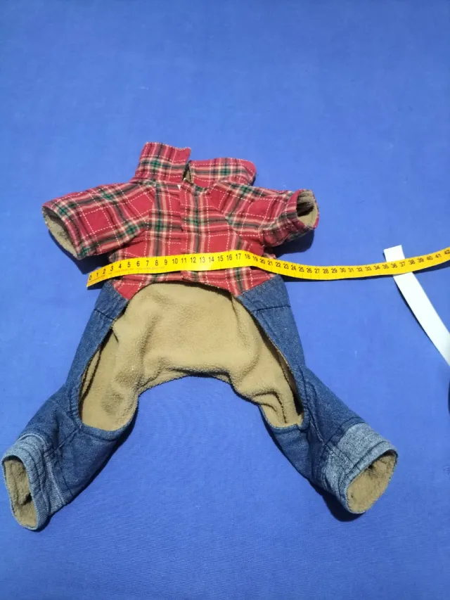 Cappottino cane taglia piccola jeans e scozzese